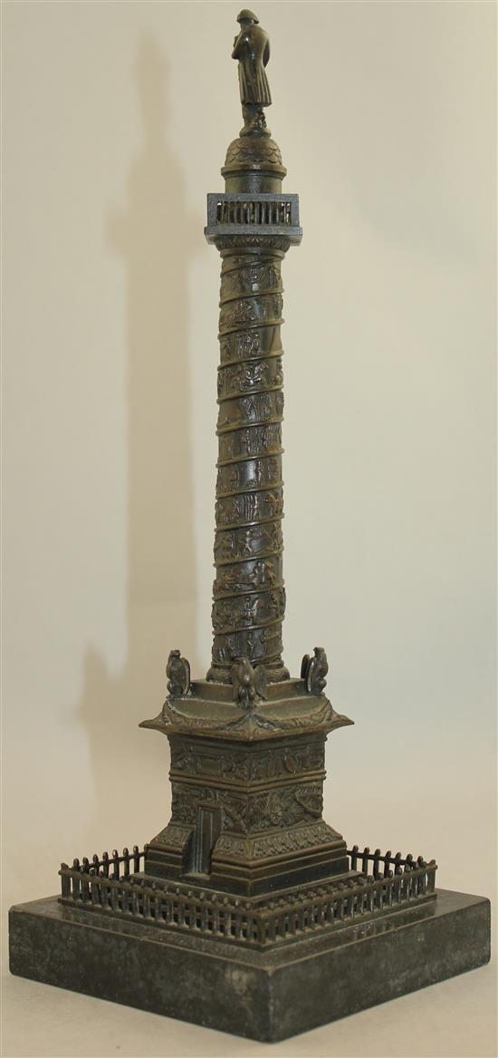 A late 19th / early 20th century bronze model of The Vendome Column, 12in.